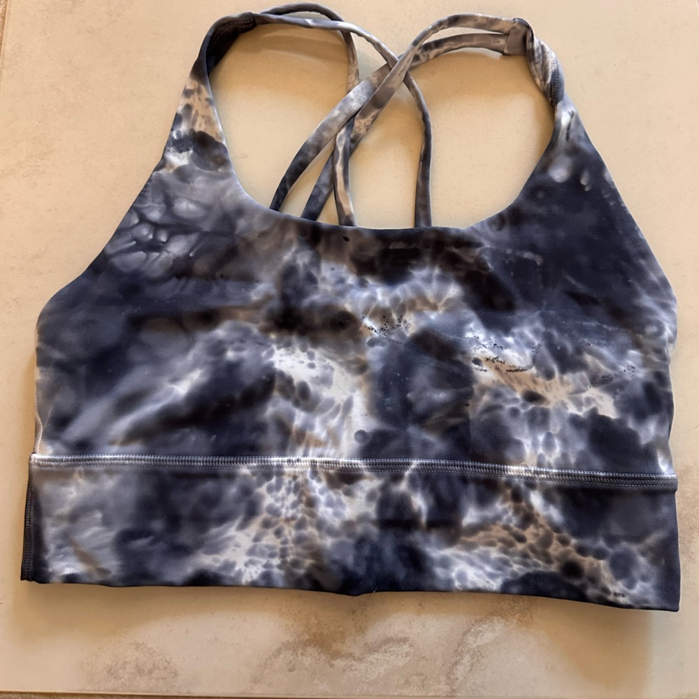 Lululemon Energy Bra Long Line *Tie Dye in Marble Dye Classic Navy size 8
